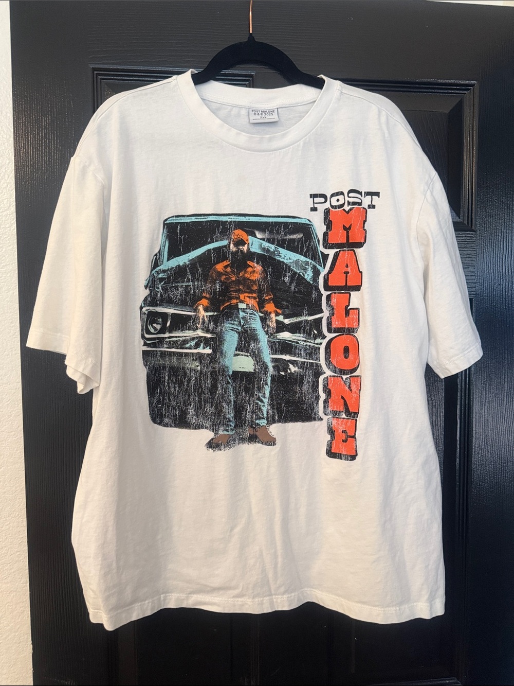 Post Malone Graphic Short Sleeve Tee - White with Orange Accent